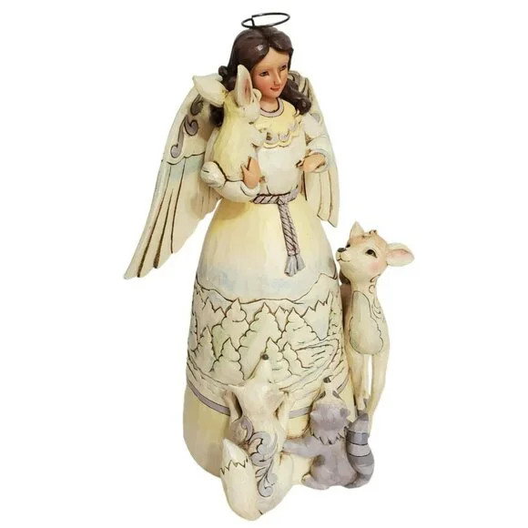 Jim Shore Christmas Angel Peace to All Woodland Animals Deer Fox Racoon Bunny - Picture 9 of 16